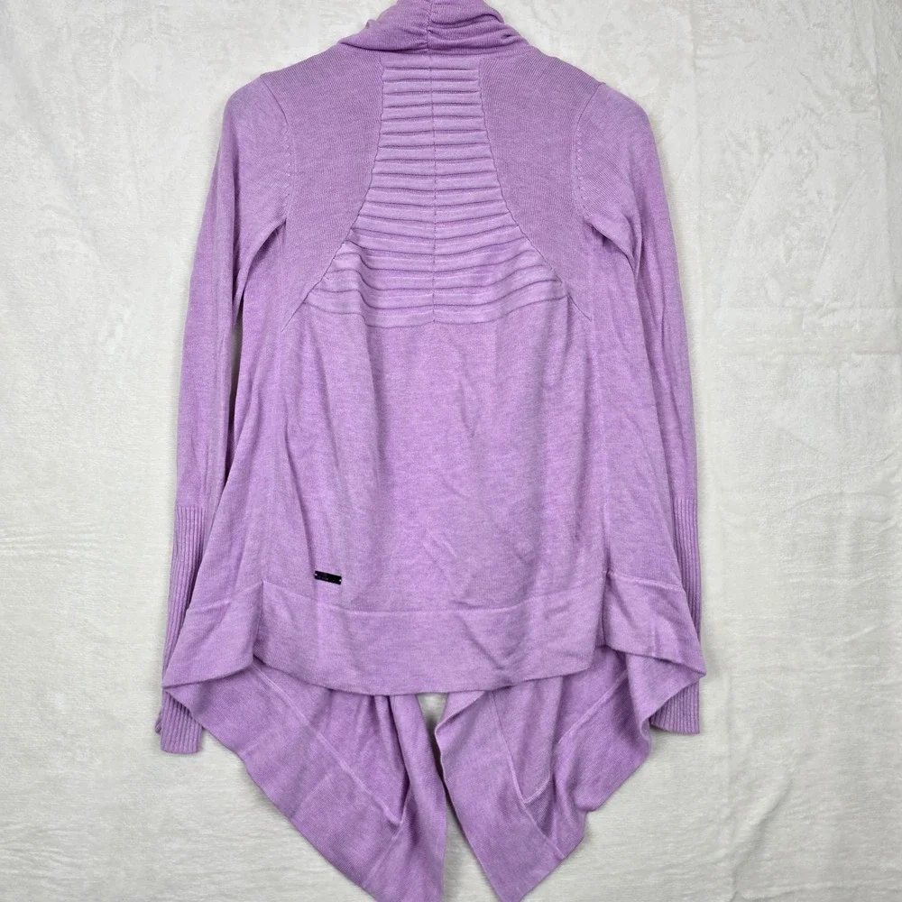 Lululemon Purple Draped Open Front Cardigan Ribbed Back‎ Thumbholes Knit Sweater